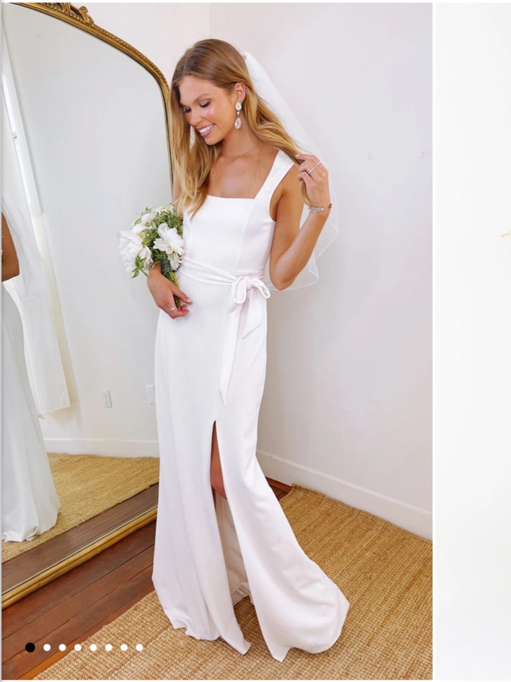 Show Me Your MuMu White Maxi Bridal Dress with Waist Tie
